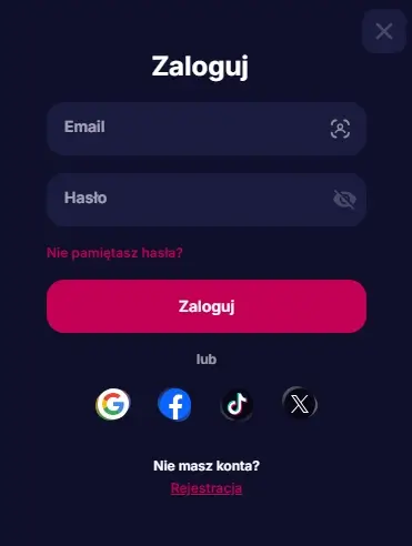 Standardowe logowanie – e-mail i hasło